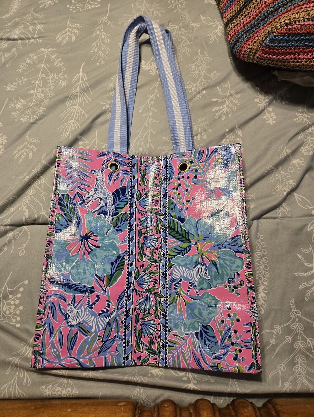 Lilly Pulitzer Floral Print Tote Bag in Pink and Blue